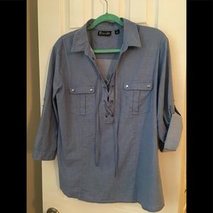 Xl lace up chambray blouse